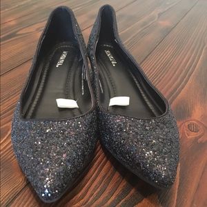 Black Sequin Flats