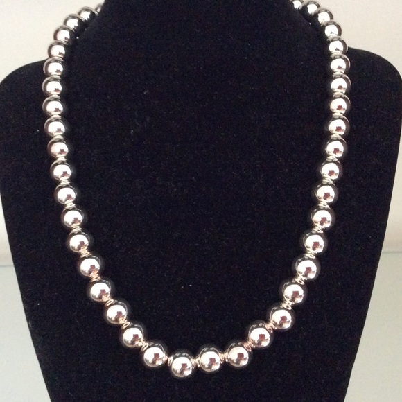 ⚪️ 18" 10mm Sterling Silver Bead Necklace - Picture 2 of 4