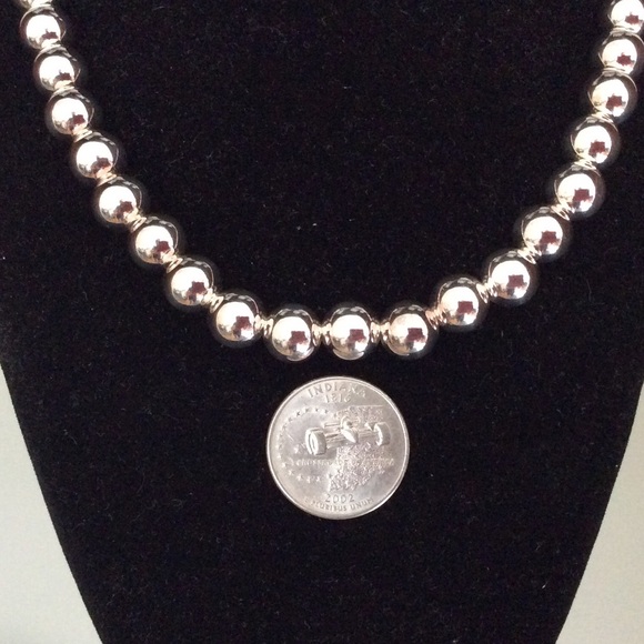 ⚪️ 18" 10mm Sterling Silver Bead Necklace - Picture 3 of 4