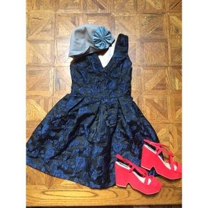 Blue & black floral dress