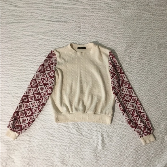 White and tribal print top