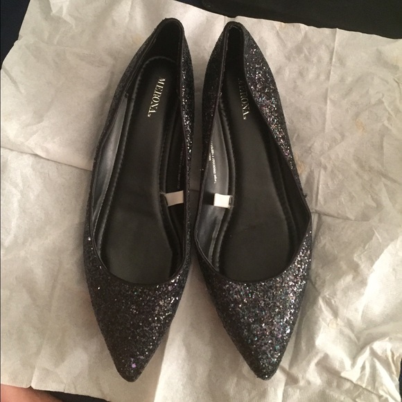 Glitter pointy toes flats