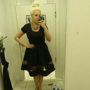 Express Black Mesh Panel Midi Skirt Size 8