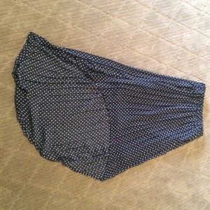 Navy and white high low polka dot skirt