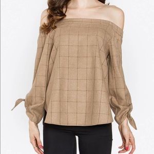 Plaid Off The Shoulder Top Plaid Off The Shoulder Top