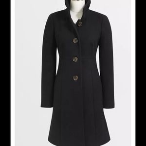 NEW J.CREW Factory Ruffle-Collar Coat 0 Black $228