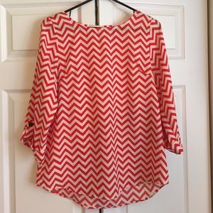 Chevron orange and white shirt