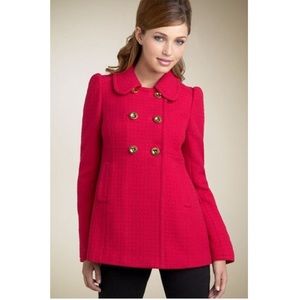 🎁FALL Red pea coat with gold buttons