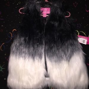 Black and white ombré faux fur vest