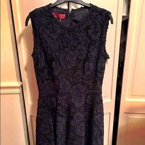 Carolina Herrera Navy Blue Lace Dress