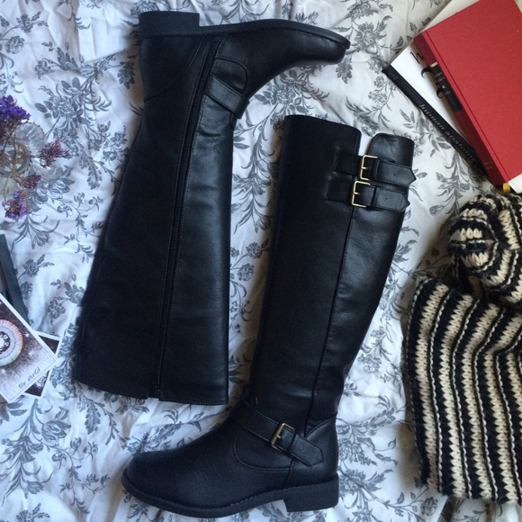 JustFab Cassilda Casual Tall Boots Black US 6