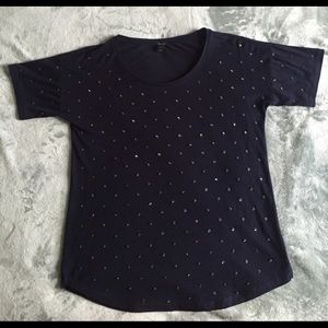 J Crew Navy Constellation Beaded Tee Shirt, small