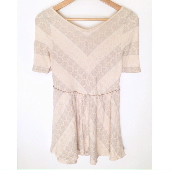 Free People Cream Blush V Neck Mini Dress - Picture 3 of 4