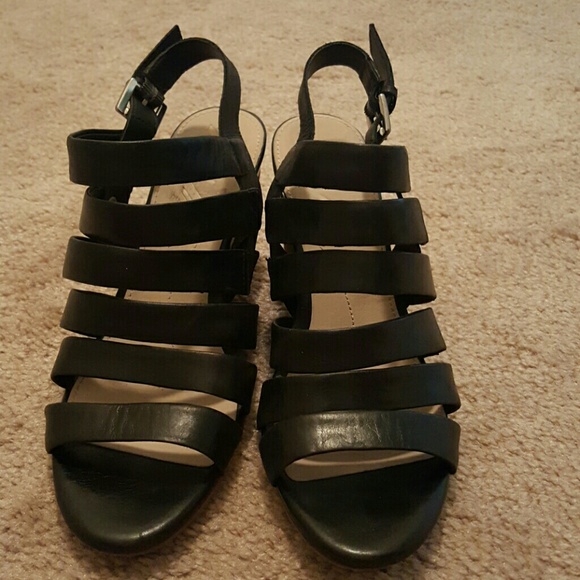 Naya leather black wedge show