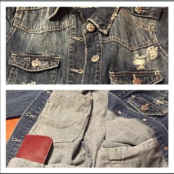Perfect Length Distressed Denim Jean Jacket  sold - Picture 4 of 4