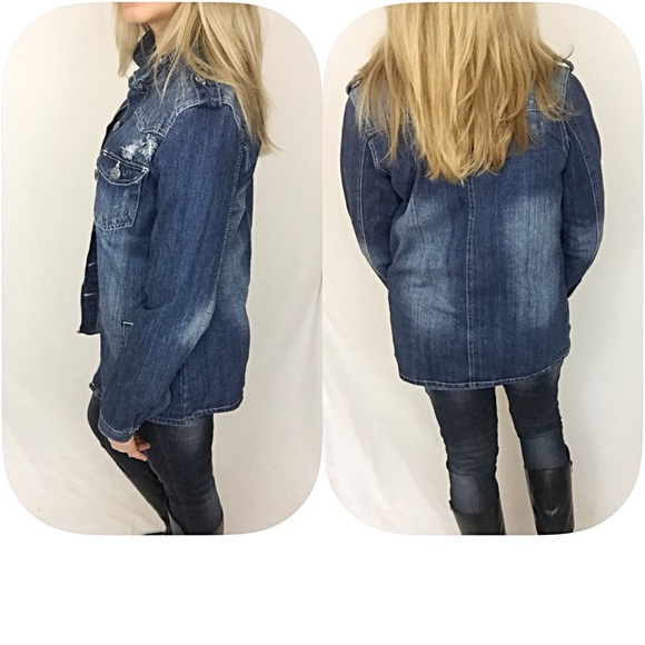 Perfect Length Distressed Denim Jean Jacket  sold - Picture 2 of 4