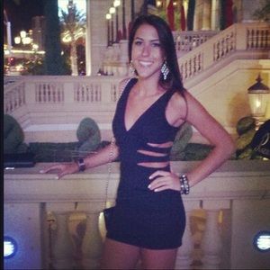 Sexy black cut out body con dress