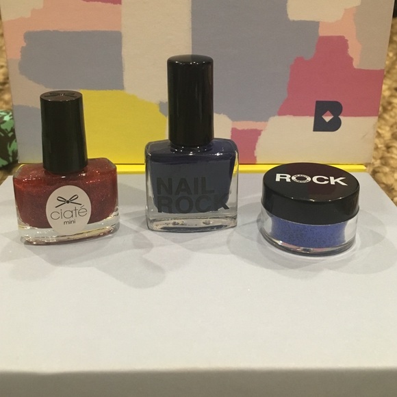 2 Nail Polishes with blue glitter