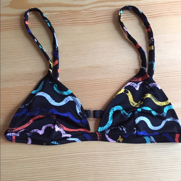 American Apparel Black/Rainbow Squiggle Bikini Top