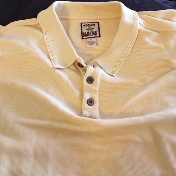 Tommy Bahama pale yellow golf shirt xl 75% silk