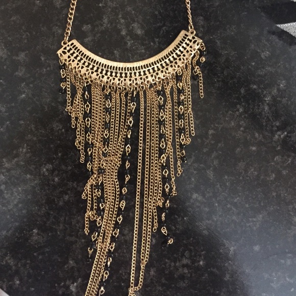 Gold long necklace