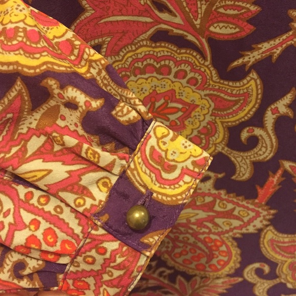 Long sleeve purple and orange LOFT Dress XXSP - Picture 3 of 3