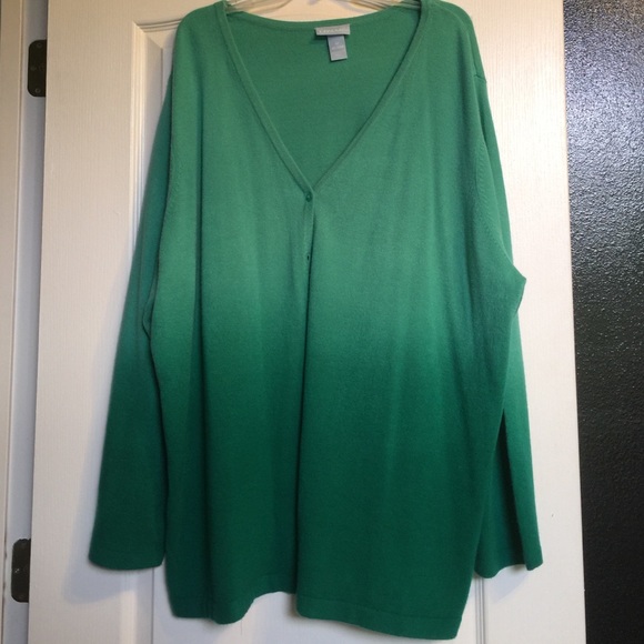 Ombré green button down sweater -EUC