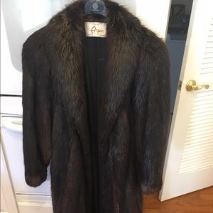 Real long hair beaver fur coat jacket.