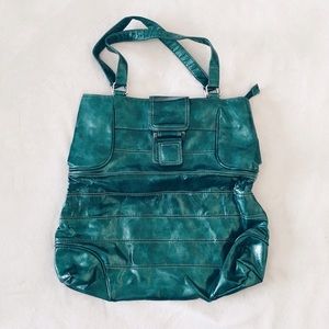 metallic green tote