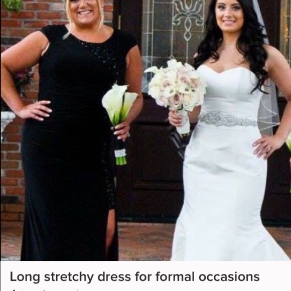 Size 14 long black stretchy material dress