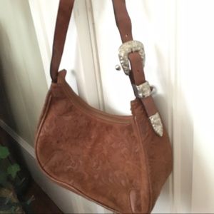 💯 genuine Sergio Rossi embossed brown leather bag