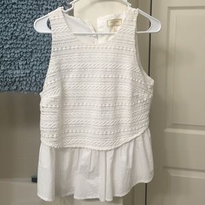 White anthropologie peplum top