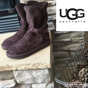 UGG Suede and Sweater Knit Boot/Chocolate/sz 6 UGG Suede and Sweater Knit Boot/Chocolate/sz 6