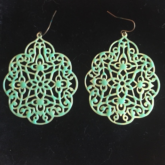 Teal and bronze Moroccan style earrings