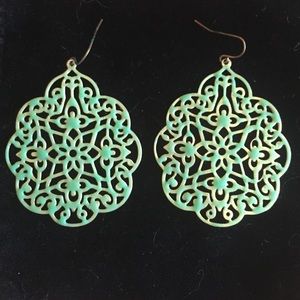 Teal and bronze Moroccan style earrings