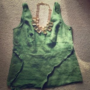 J. Crew green linen tank - nice!