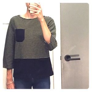Striped top in knit ottoman fabric