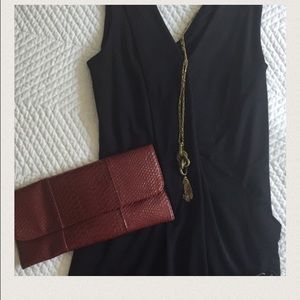 Merlot Faux Croc Clutch