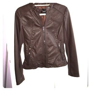 Express Dark Brown Faux Leather Jacket