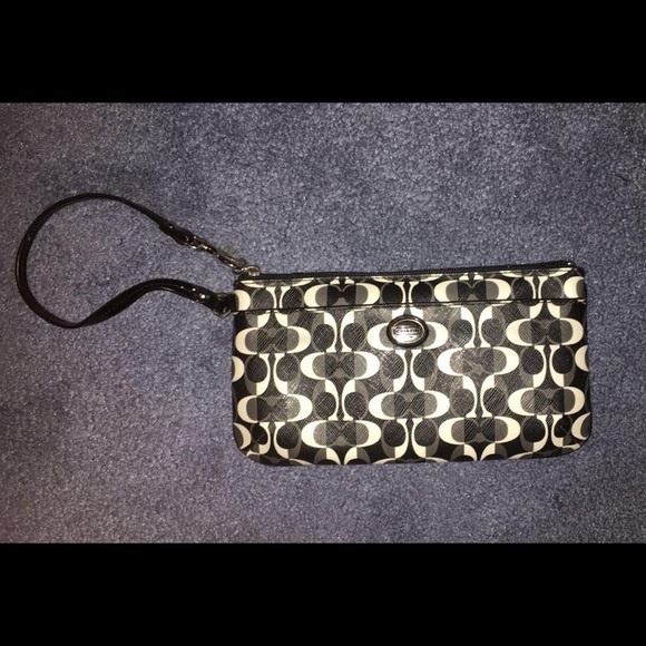 Black and white Coach wallet Wristlet
