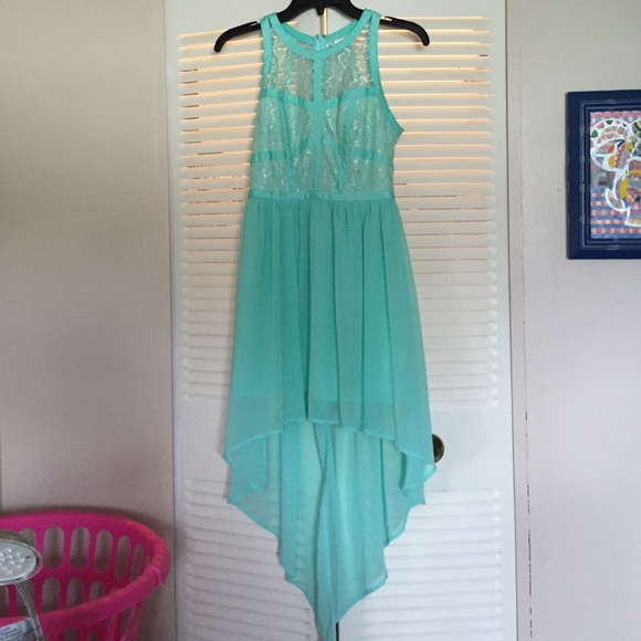Real high low chiffon and lace dress