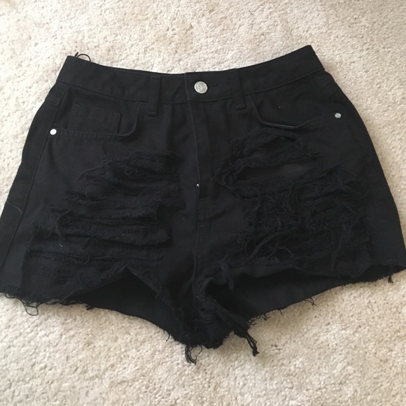 Black denim shorts
