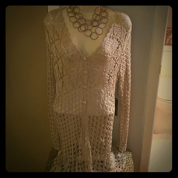 BCBG MaxAzria Crocheted Duster Cardigan, NWT