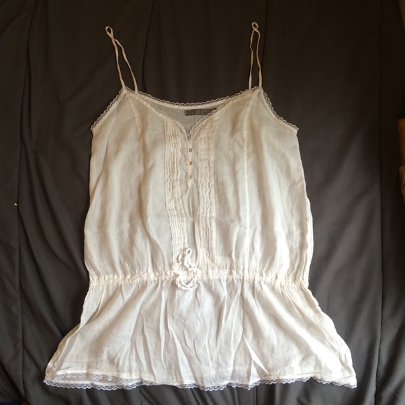 Semi-Sheer Large Zara White Lace Drawstring Cami