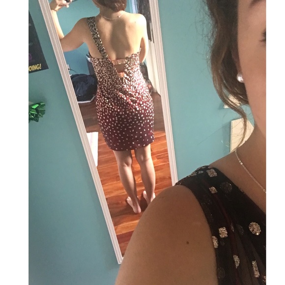 Red and gold short homecoming/prom/party dress - Picture 2 of 4