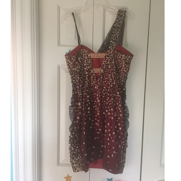 Red and gold short homecoming/prom/party dress - Picture 4 of 4