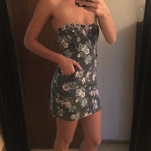 Denim strapless dress