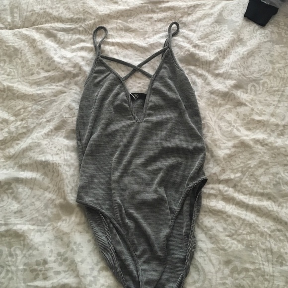 Black and white crisscross bodysuit