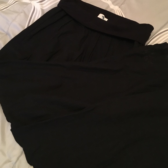 Black wide leg linen pant