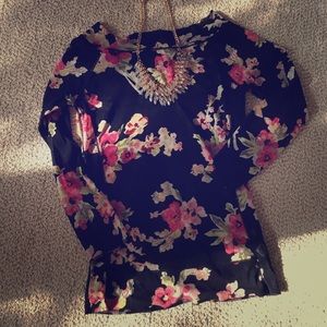 Cute sheer The Limited black floral top